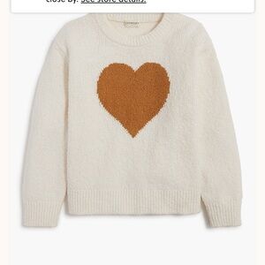 J. Crew Factory Cream and Brown Heart Sweater